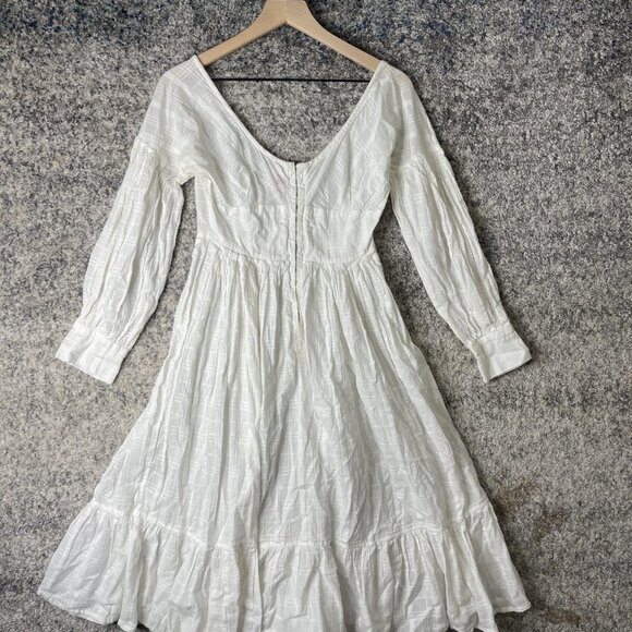 Solid & Striped Dress Womens Extra Small White Long Sleeve Cotton Boho Midi XS - Picture 1 of 6
